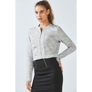 Fabletics Size XS Magnolia Jacket Semi Cropped Gray Stretch Full Zip